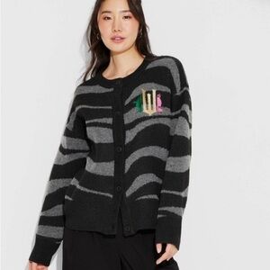 Wicked NWT  Black and Gray Striped Cardigan